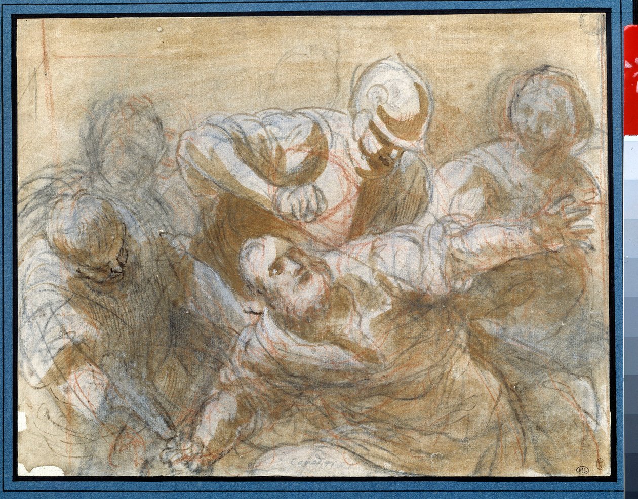 Simson tillfångatagen av filistéerna Ritning i brunt bläck och tvätt av Giacomo Cavedone (1577-1660) Runt 1614 sön. 0,20 x 0,27m Paris. Louvren av Giacomo Cavedone