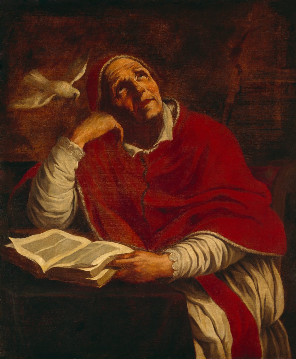 St. Gregory (olja på duk) av Giacomo Cavedone