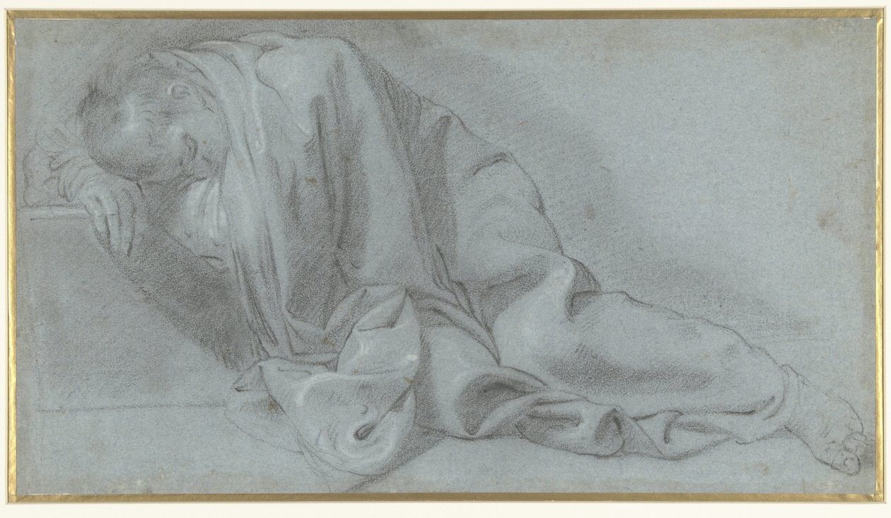 Studie av en manlig modell som har somnat på golvet av Giacomo Cavedone