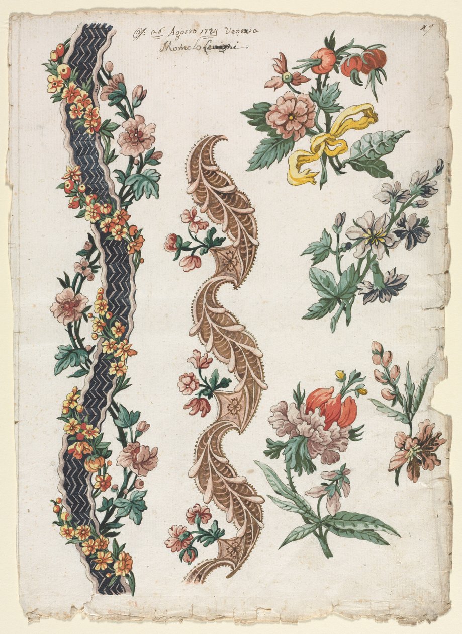 Blommönster och blomband, 1784. av Giacomo Cavenezia