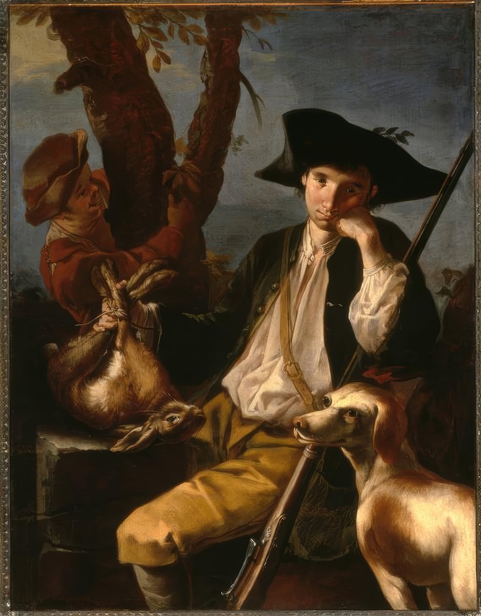 G.F.Cipper heter Il Todeschini, Resting Hunter / Painting av Giacomo Francesco Cipper