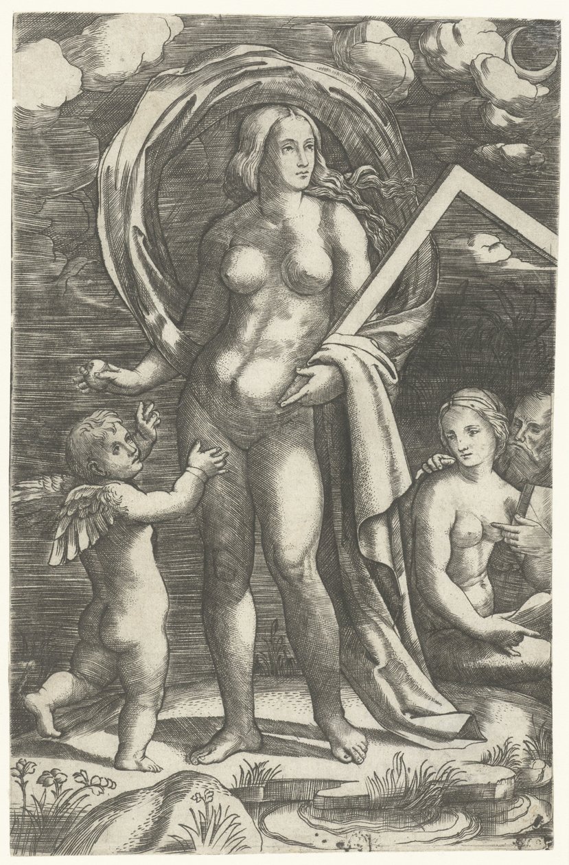 Venus med ritkrok och Amor och kärlekspar av Giacomo Francia