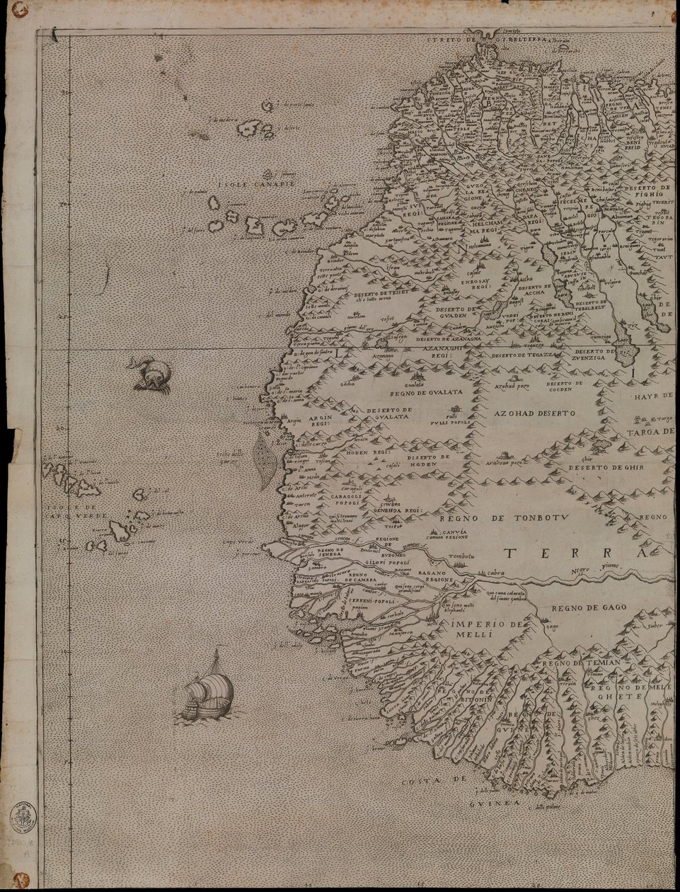Karta över Afrika av Giacomo Gastaldi