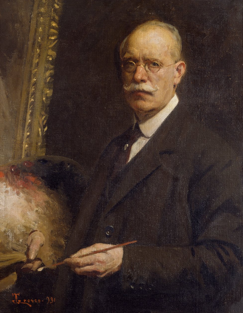 Självporträtt, av Giacomo Grosso (1860-1938), olja på duk, 84x66 cm av Giacomo Grosso