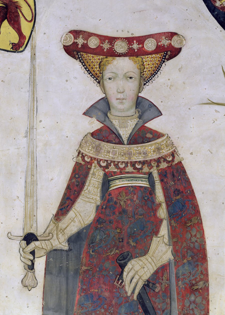 De nio värdiga och de nio värdiga kvinnorna, detalj av Hippolyte, 1418-30 av Giacomo Jaquerio