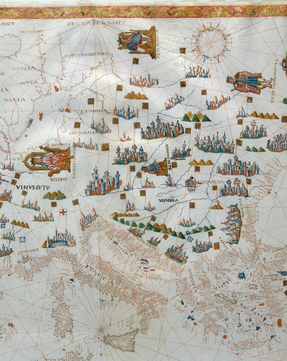 En nautisk karta, detalj av Västeuropa, 1564 av Giacomo Maggiolo