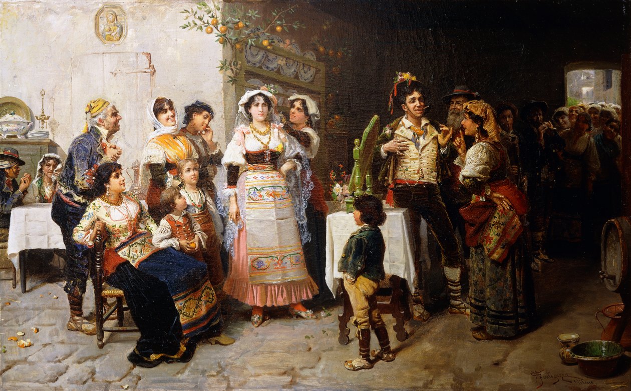 Förberedelser inför bröllopet, av Giacomo Mantegazza