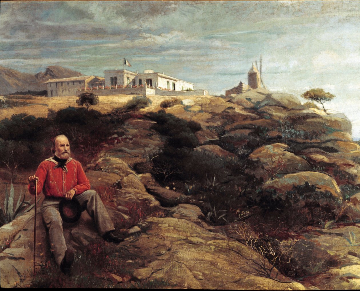 Risorgimento: "" Den italienske patrioten Giuseppe Garibaldi på ön Caprera "" Målning av Giacomo Mantegazza (1853-1920) 1867 Milano, Risorgimentos nationalmuseum av Giacomo Mantegazza