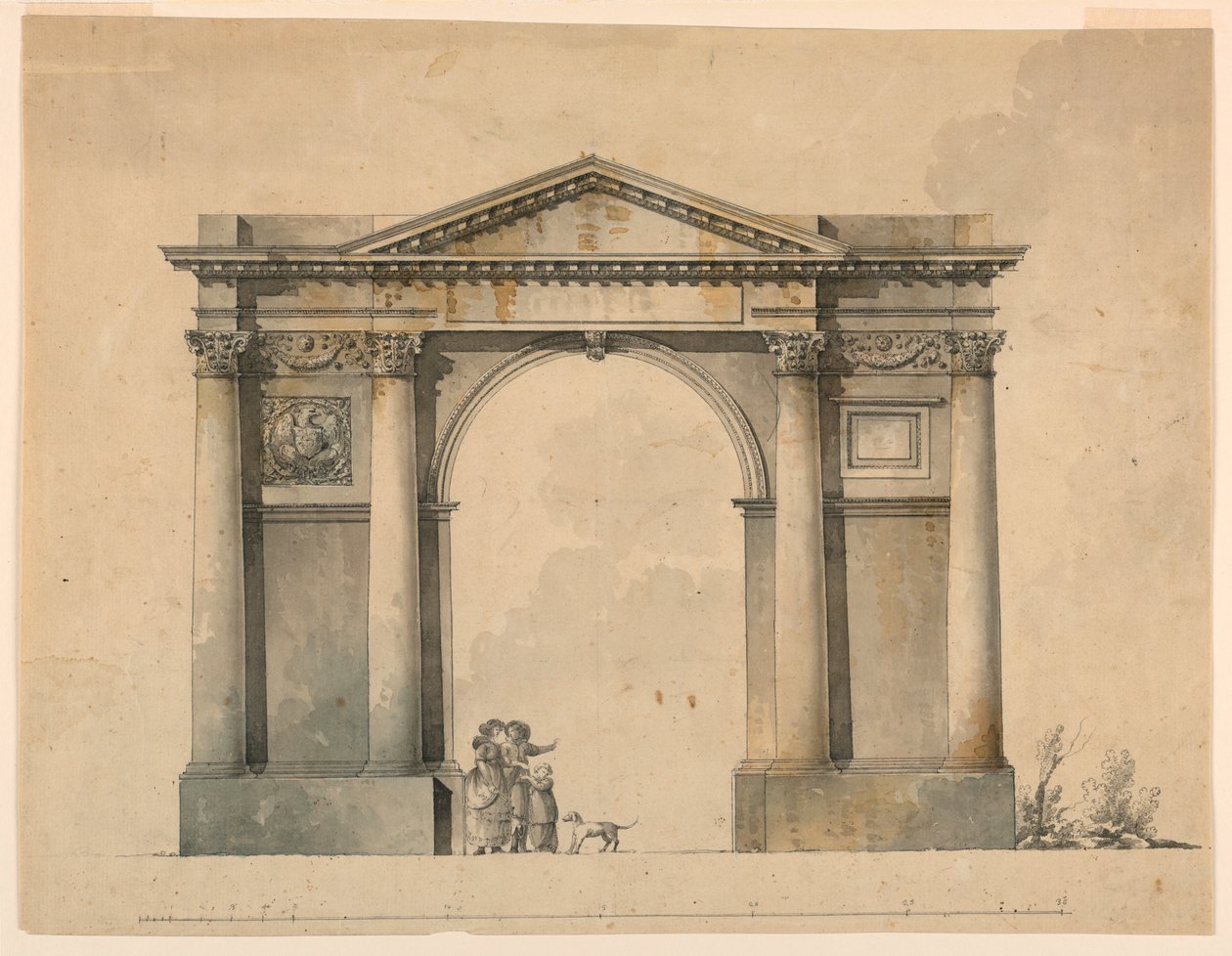 Design för en triumfbåge för Napoleon IN, Bergamo, Italien av Giacomo Quarenghi