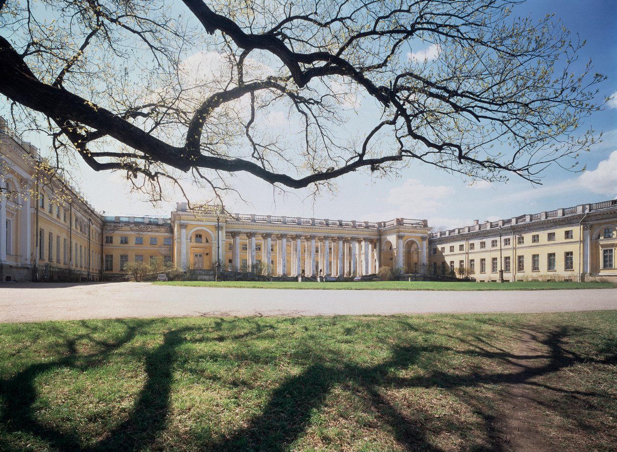 Le palais Alexandre a Tsarkoye Selo (Ryssland) (Alexanderpalatset i Tsarkoje Selo) - Arkitekt Giacomo Antonio Domenico Quarenghi (1744-1817), palats 1792-1796 - Art italien av Giacomo Quarenghi