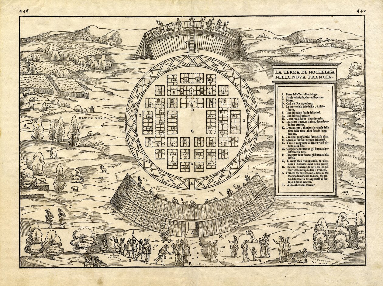 Landet Hochelaga i Nya Frankrike av Giacomo & Ramusio Giovanni Battista (1485-1557) Gastaldi
