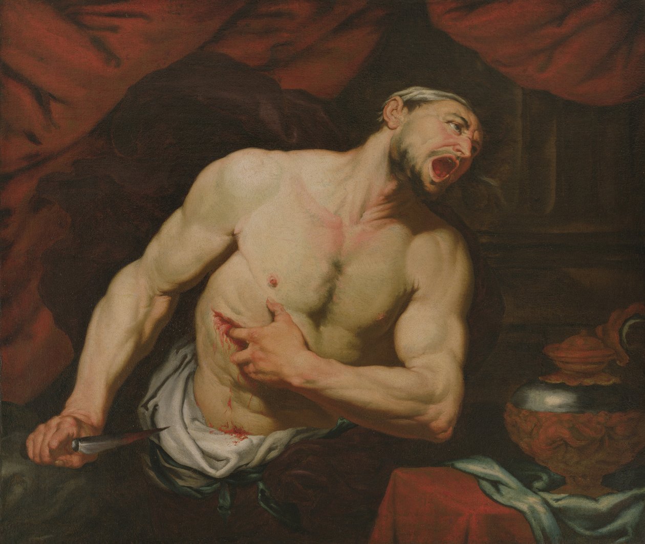 Catos död av Utica av Giambattista Langetti