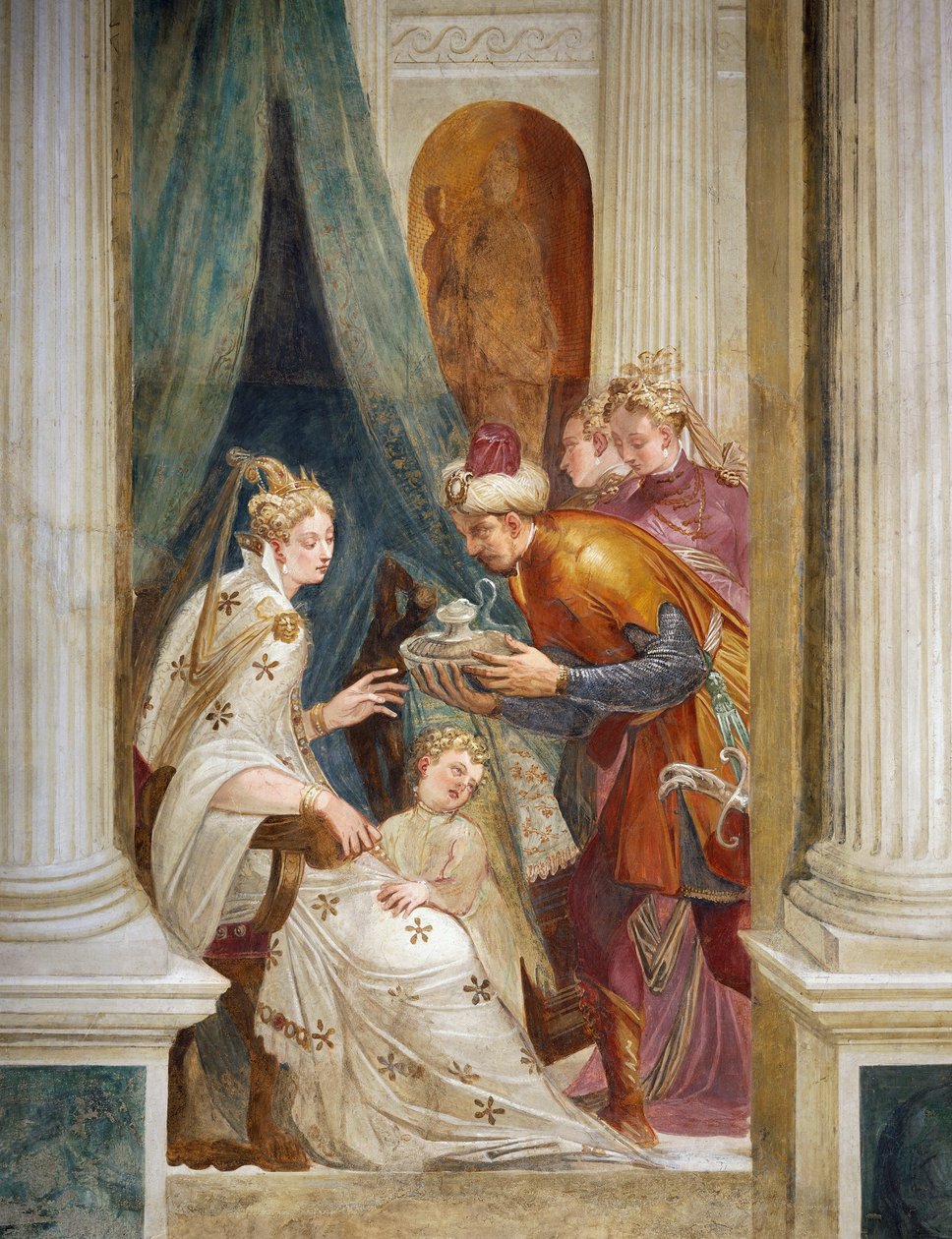 Sophonisba erbjuds gift i närvaro av sitt barn av Giambattista Zelotti