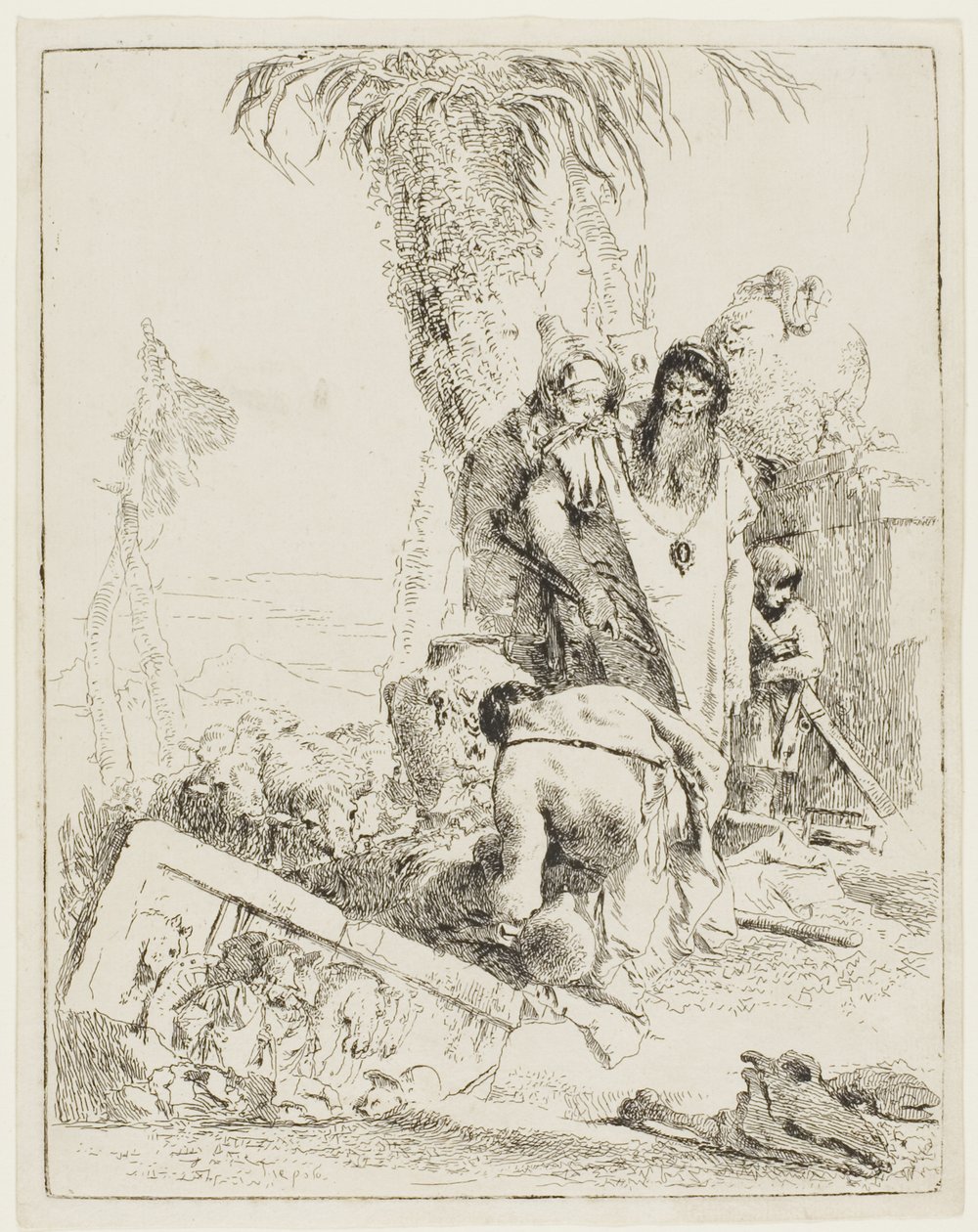 En herde med två trollkarlar, från Scherzi av Giambattista Tiepolo