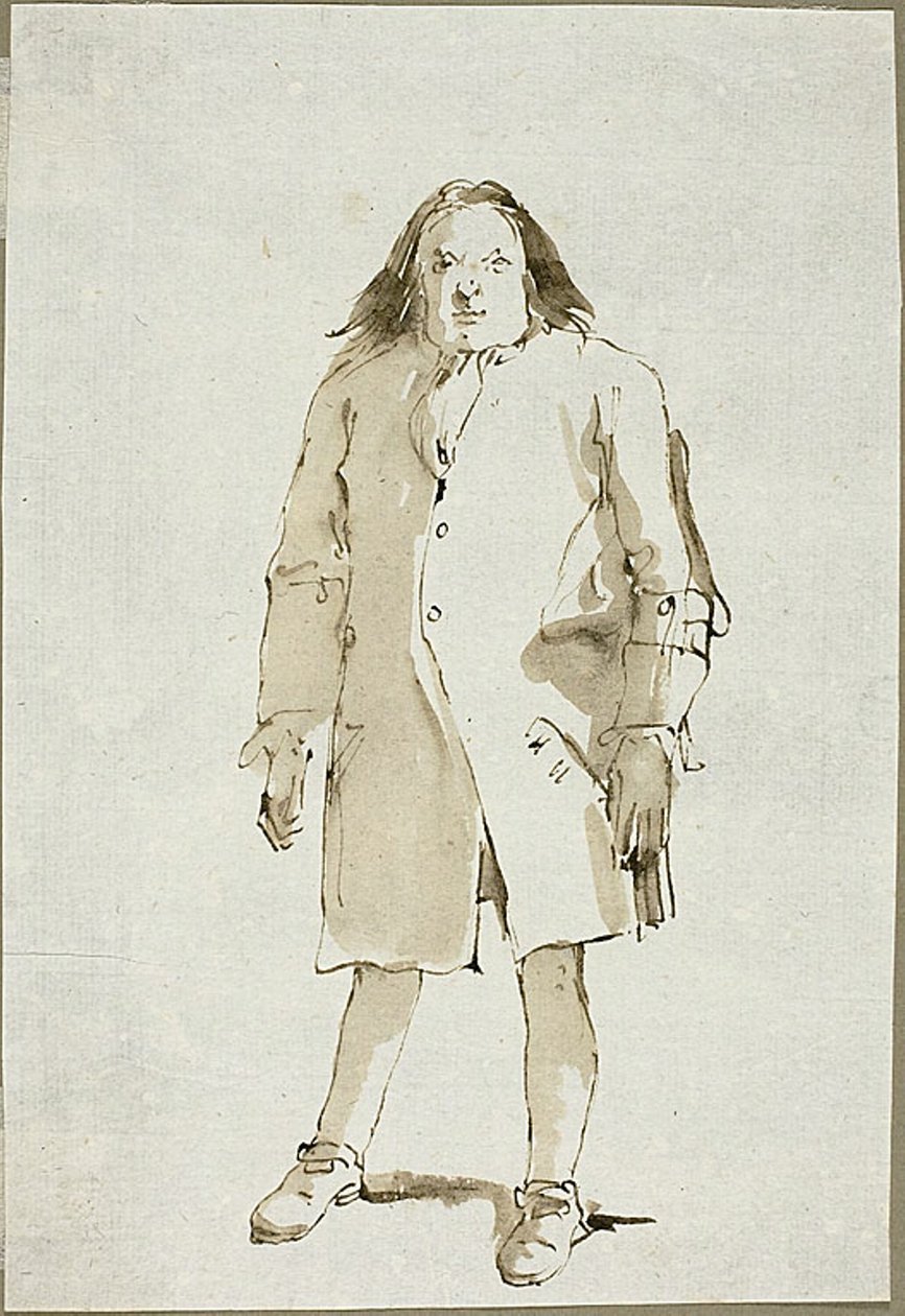 Karikatyr av en man, full längd, vänd framifrån av Giambattista Tiepolo