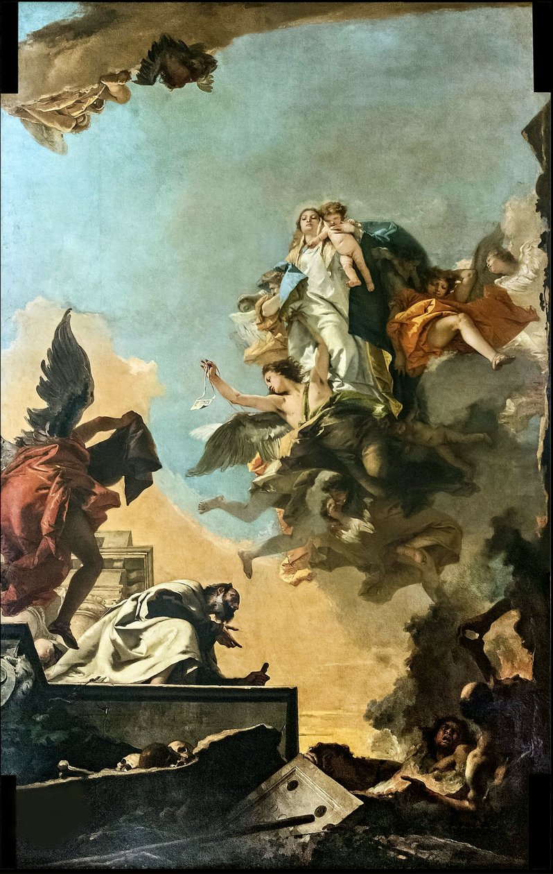 Our Lady of Carmel ger skulderblad till Saint Simon Stock, 1749. av Giambattista Tiepolo