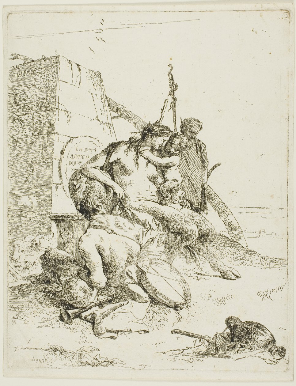 Satyrfamiljen med obelisken, från Scherzi av Giambattista Tiepolo