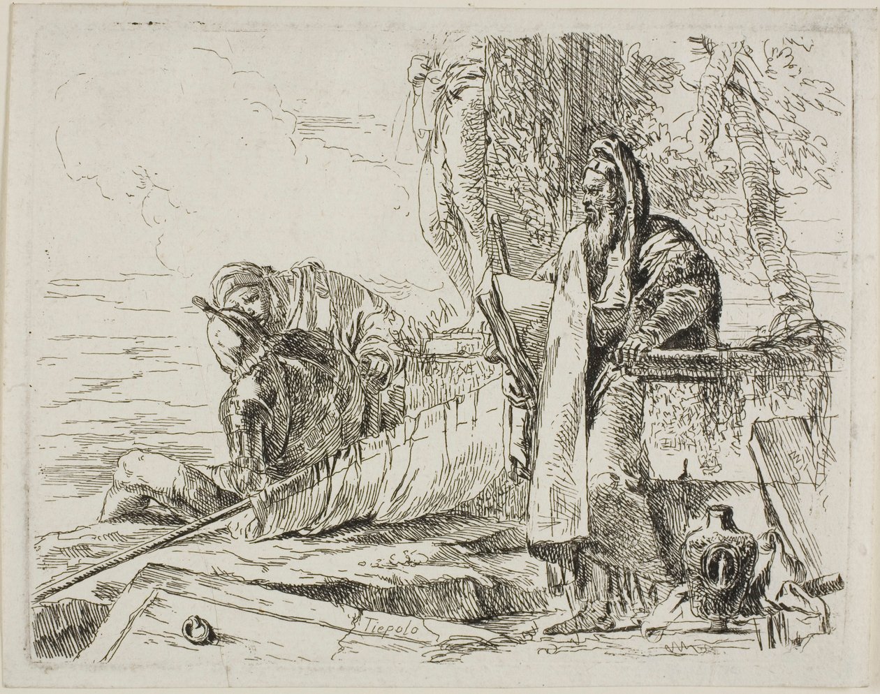 Stående filosof och två andra figurer, från Capricci av Giambattista Tiepolo