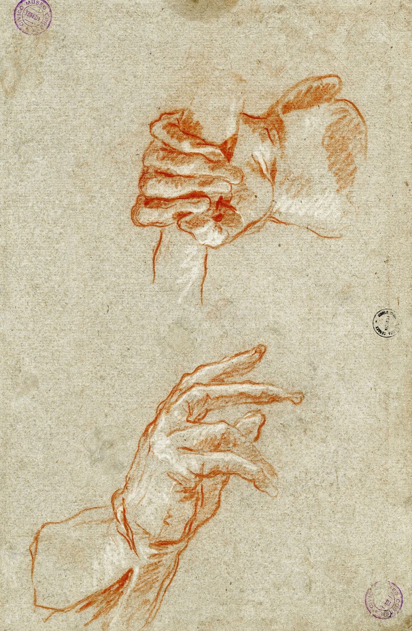 Studie av händer. av Giambattista Tiepolo