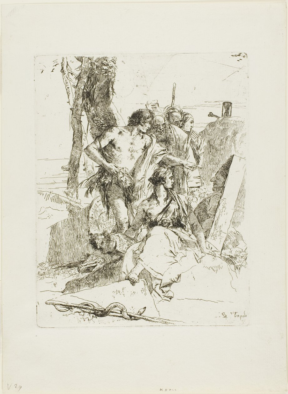 Upptäckten av Punchinellos grav, från Scherzi av Giambattista Tiepolo