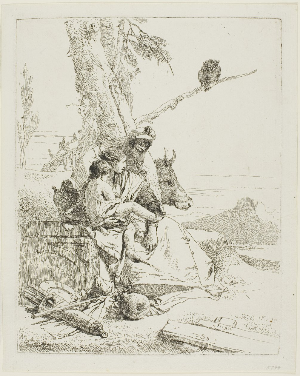 Den orientaliska bondens familj, från Scherzi av Giambattista Tiepolo
