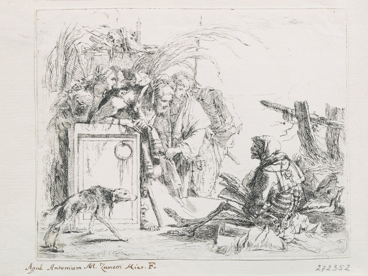 Besöket vid dödsfallet. Från serien Capriccios, mitten av 1700-talet. av Giambattista Tiepolo