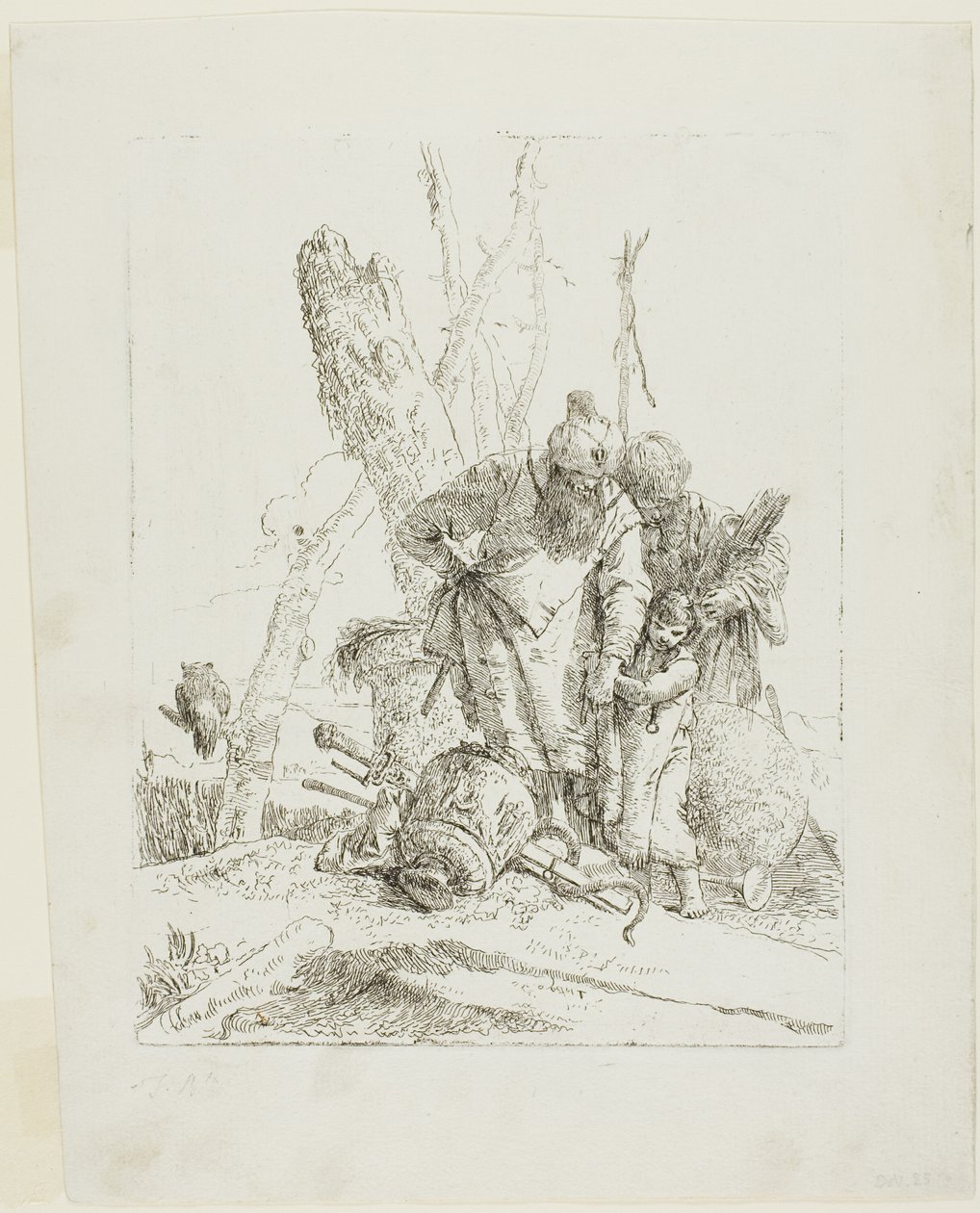 Två astrologer och en pojke, från Scherzi av Giambattista Tiepolo