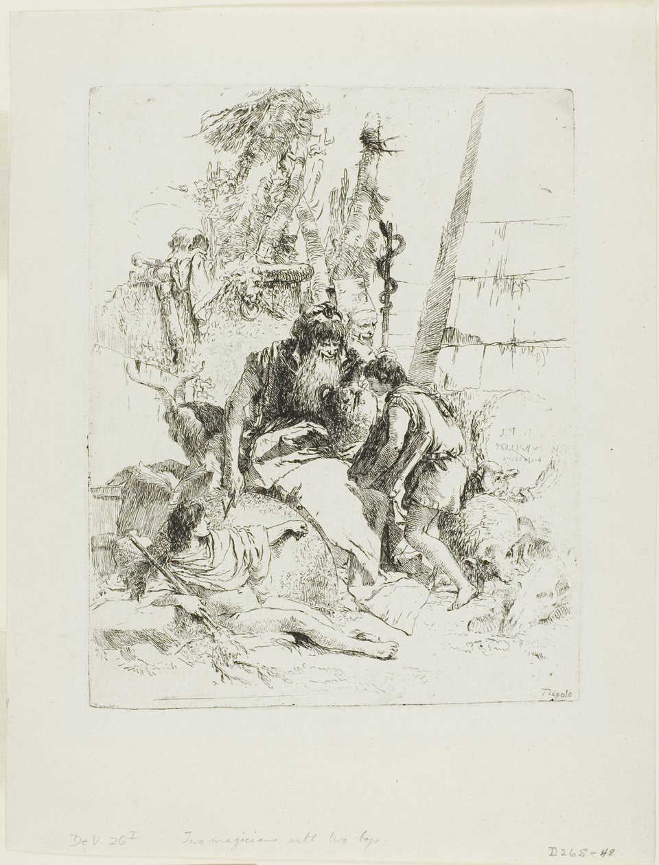Två trollkarlar med två pojkar, från Scherzi av Giambattista Tiepolo