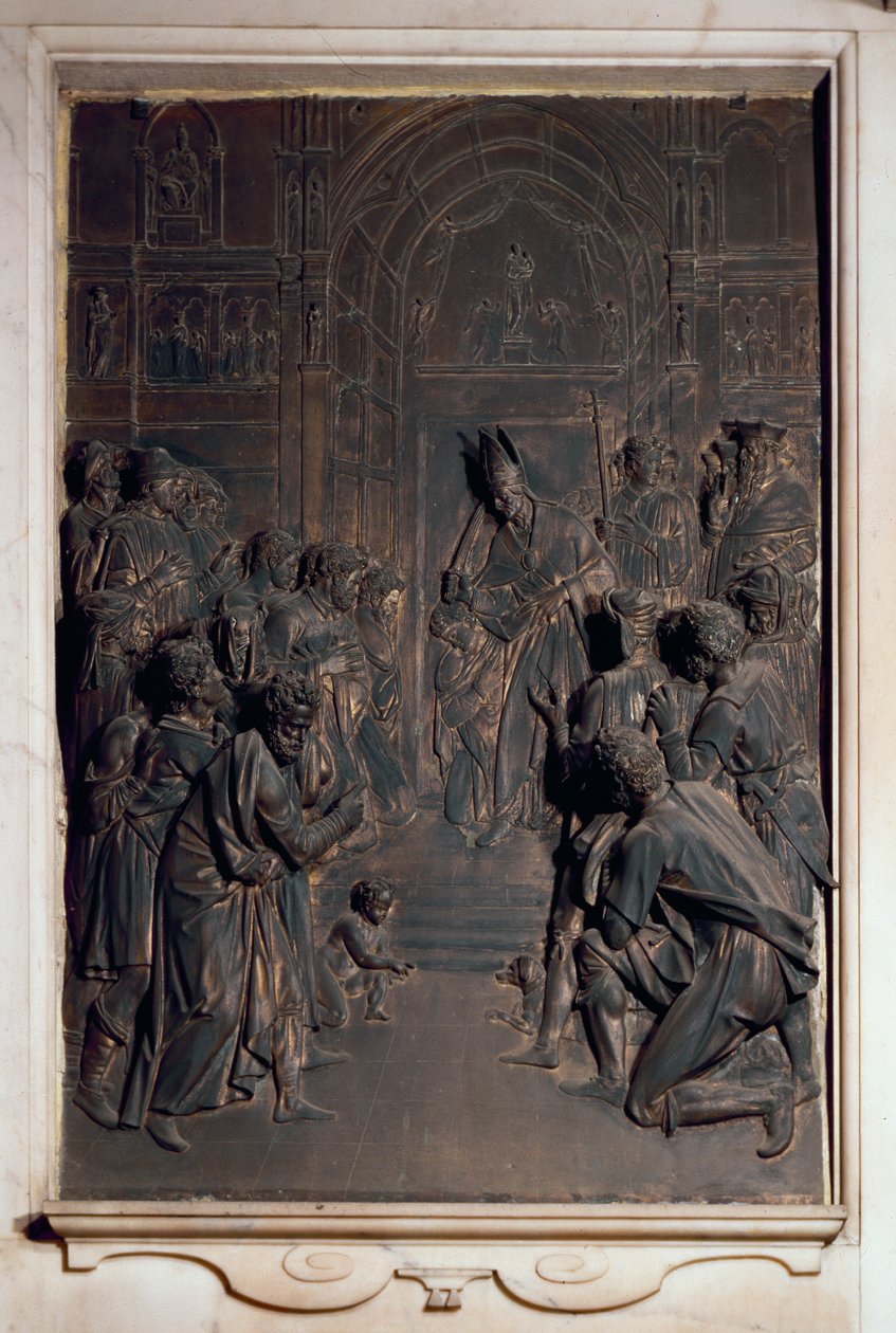 Sankt Antonius frigör herredømmet, relief från Salviati-kapellet (brons) av Giambologna