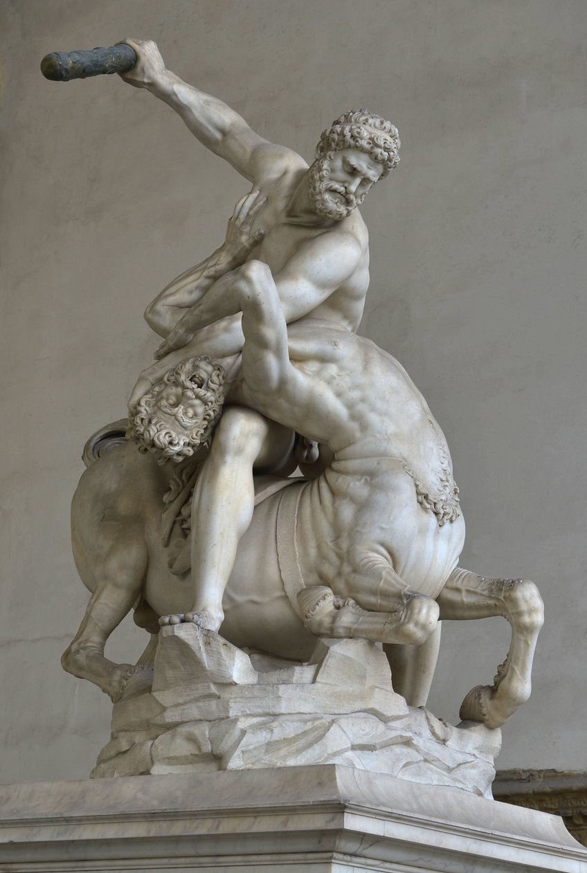 Herkules i kampen mot kentauren Nessus av (after) Giambologna