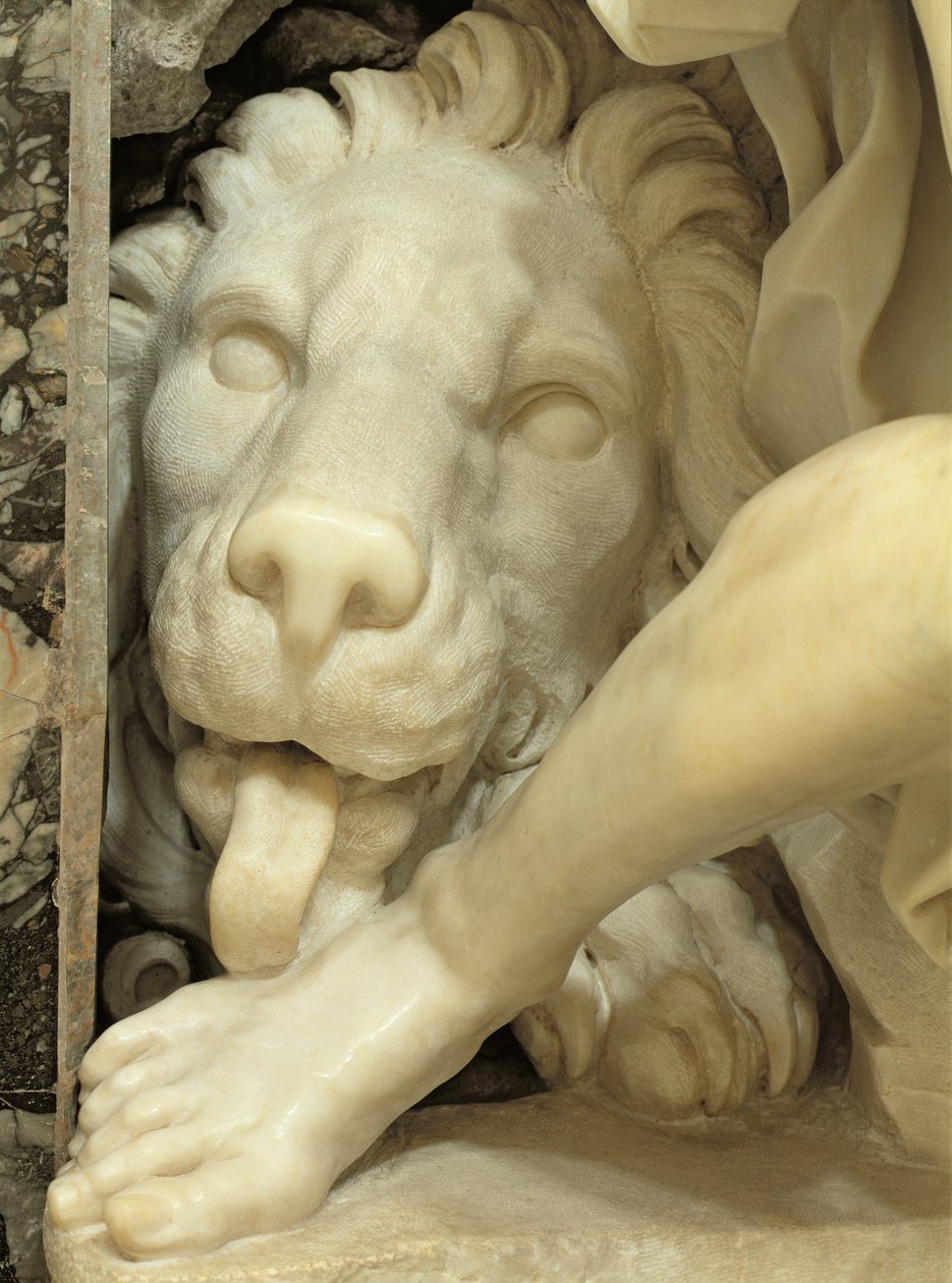 Ett lejon som slickar foten av Daniel marmordetalj från 186919 av Gian Lorenzo Bernini