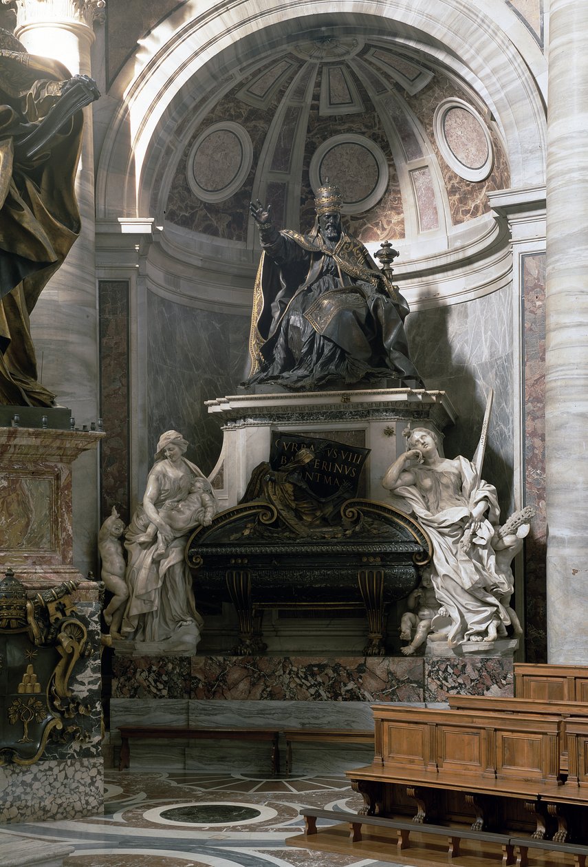 Monument till Urban VIII (1623-44) med figurerna av välgörenhet och rättvisa av Gian Lorenzo Bernini