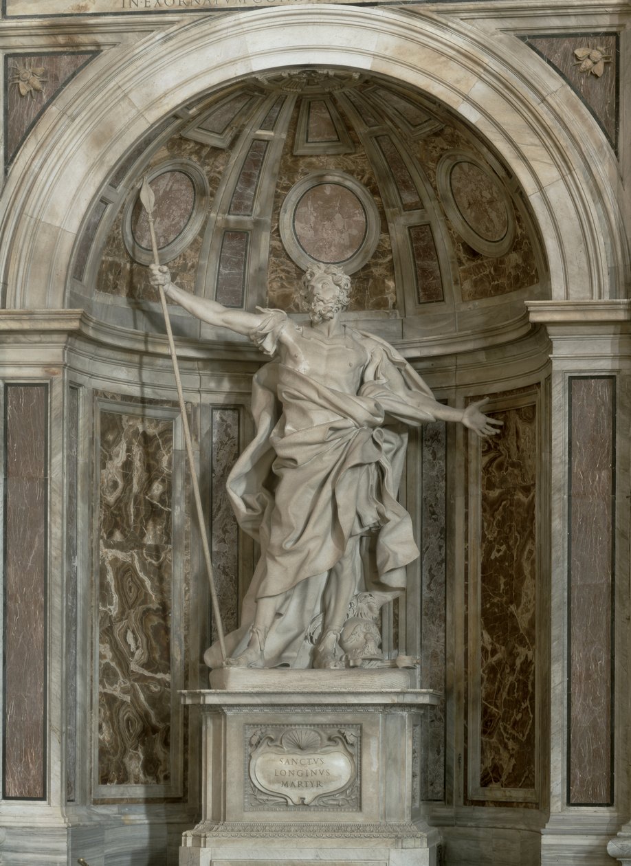 Staty av Sankt Longinus, vid basen av de fyra pelarna som bär kupolen, 1631-38 av Gian Lorenzo Bernini