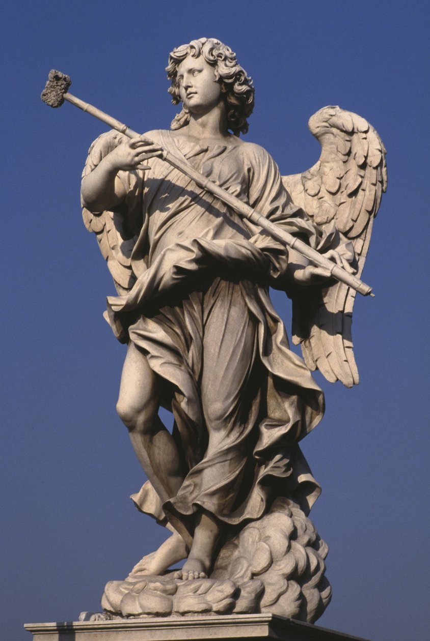 Staty av en ängel som håller ett passionsinstrument av Gian Lorenzo Bernini