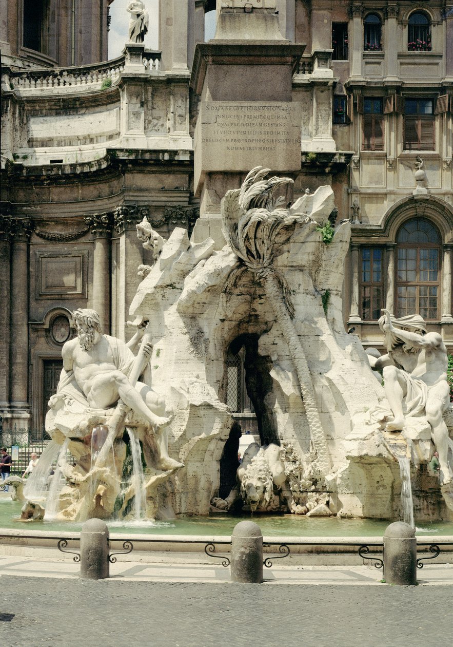 The Four Rivers Fountain, 1648-51 (granit, marmor och travertin) av Gian Lorenzo Bernini