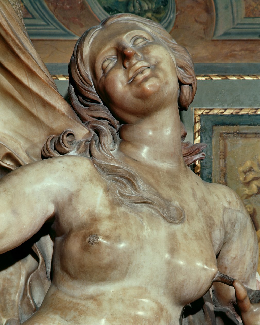 Truth Unveiled by Time, detalj av huvudet, ca 1645-52 marmor av Gian Lorenzo Bernini