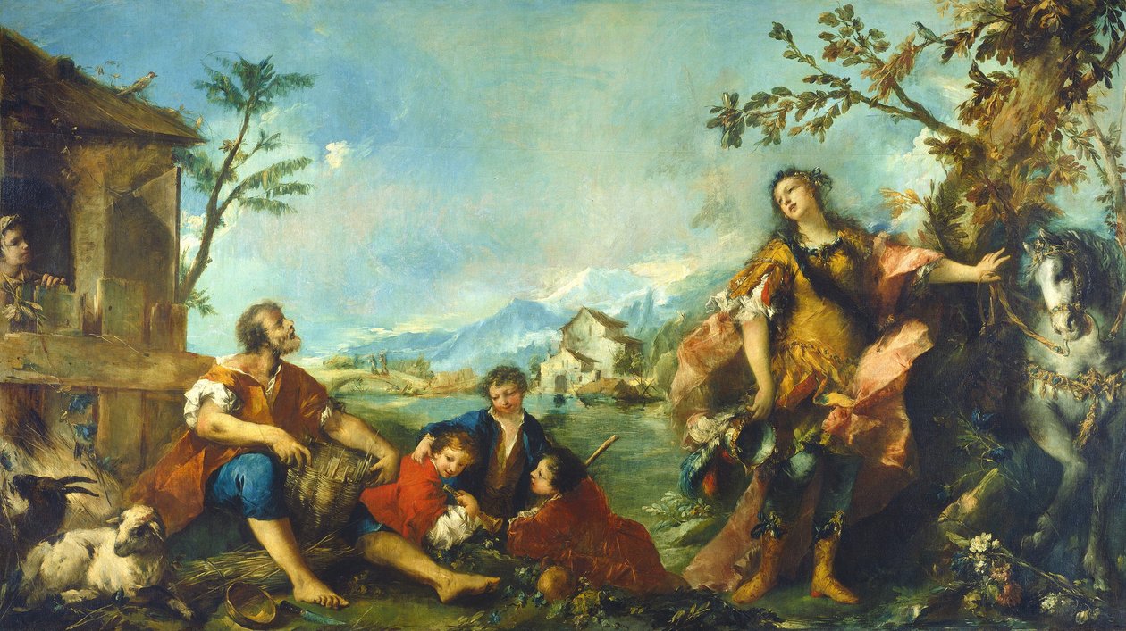 Erminia och herdarna av Gian Antonio Guardi and Francesco Guardi
