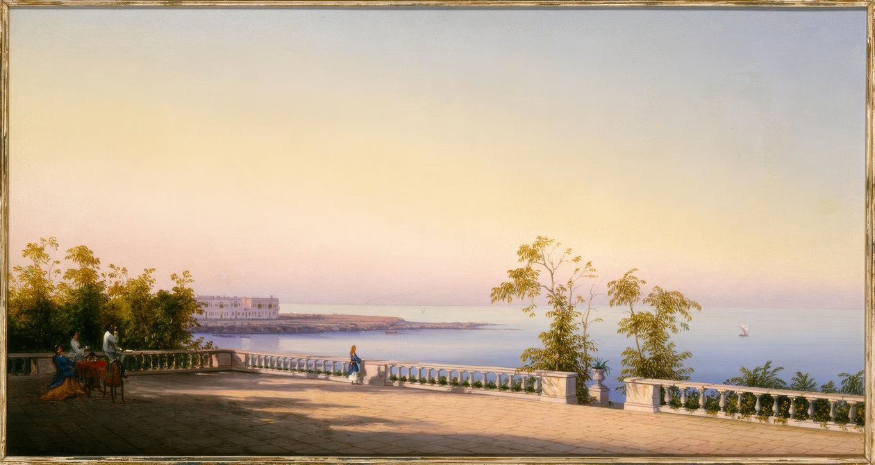 Gian Gianni, På terrassen / målning, 1874 av Gian Gianni