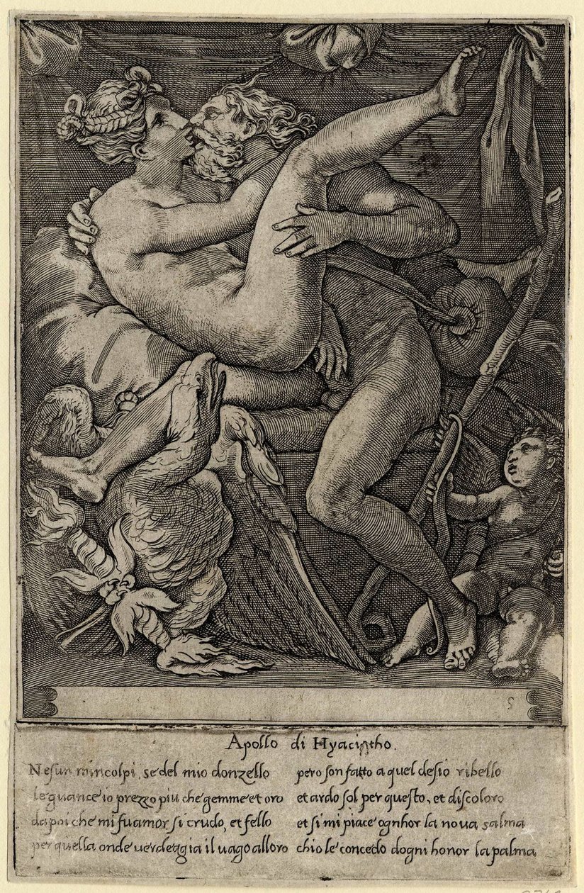 Jupiter och Mnemosyne efter Perino del Vaga, 1527 av Gian Jacopo Caraglio