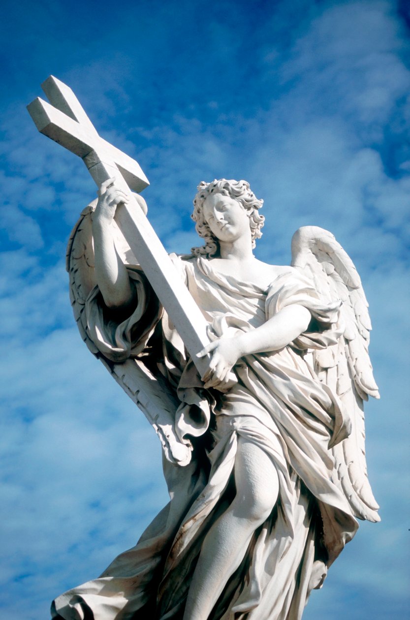 Ängel som bär ett kors, från Ponte St Angelo, Rom, Italien, 1669 av Gian Lorenzo Bernini