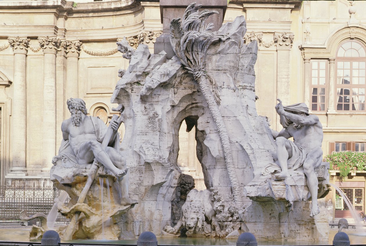 Fontana dei Quattro Fiumi (De fyra flodernas fontän), 1651 av Gian Lorenzo Bernini