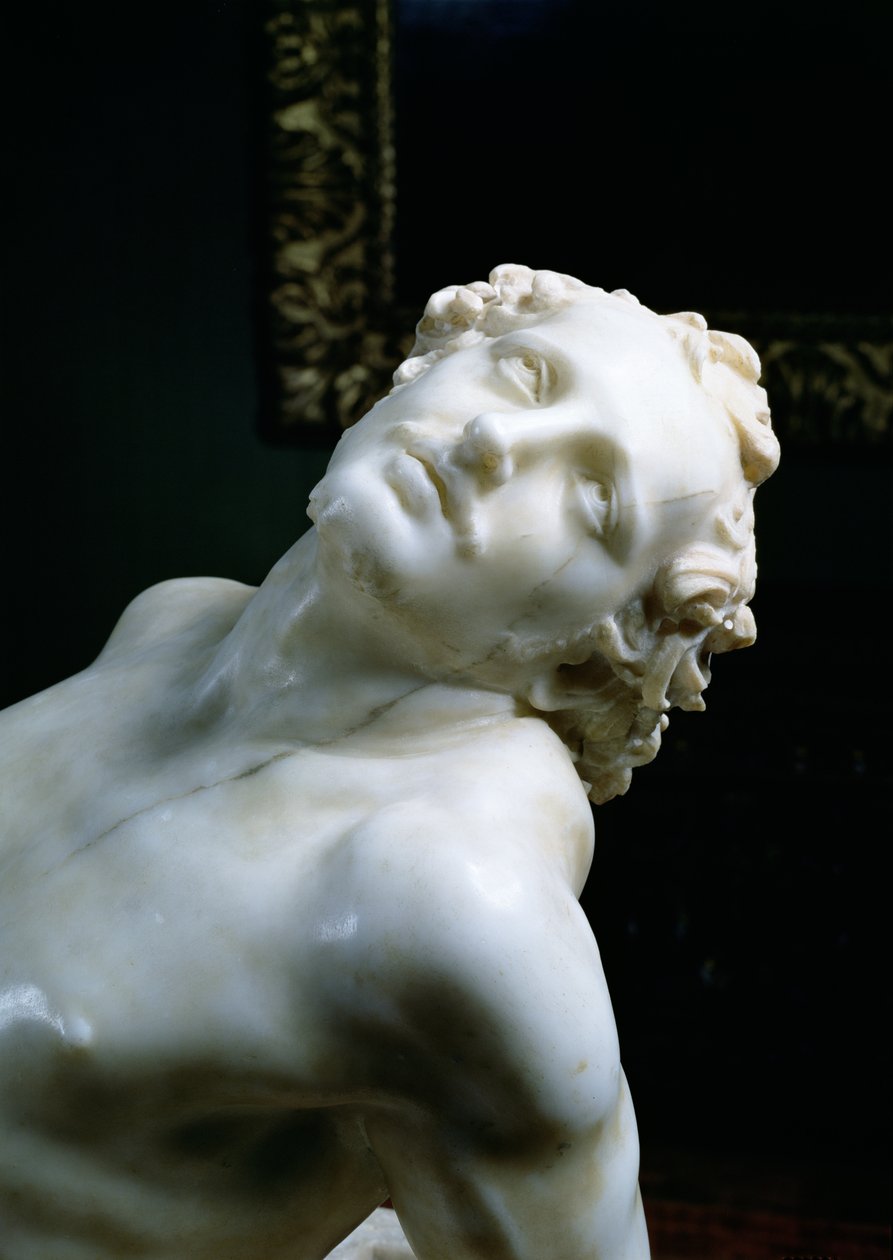 The Martyrdom of St. Lawrence, detalj av helgonets huvud, 1613 marmordetalj av 106230 av Gian Lorenzo Bernini
