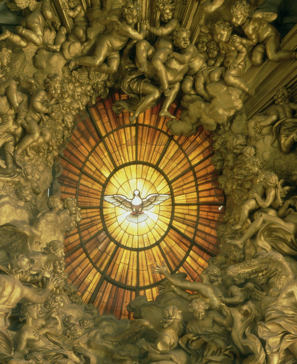 St.Peters stol, detalj av det målade glasfönstret bakom, 1665 detalj av 158488 av Gian Lorenzo Bernini