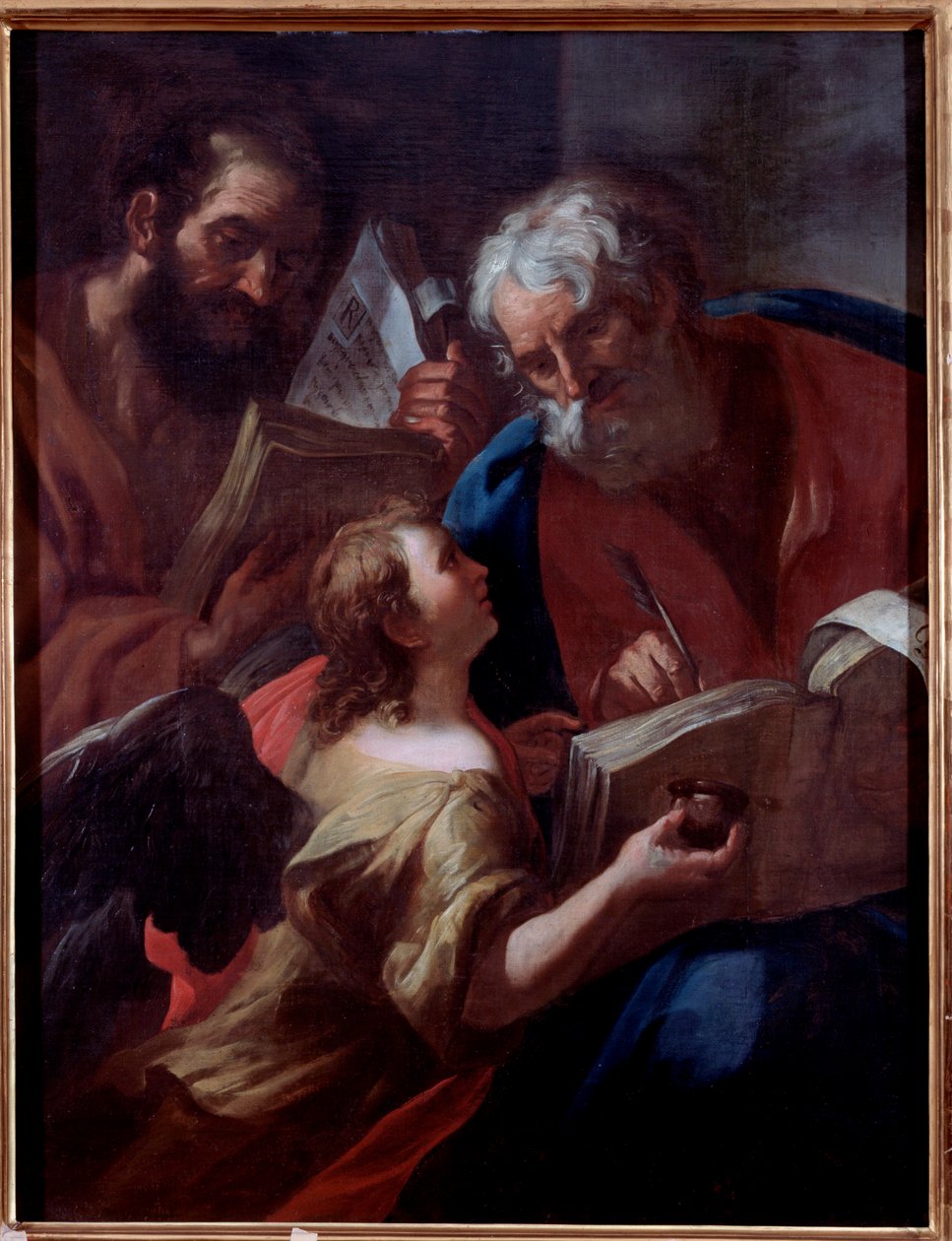 Representation av Saint Matthew och en annan evangelist av Gian Lorenzo and Michelangelo Bertolotto