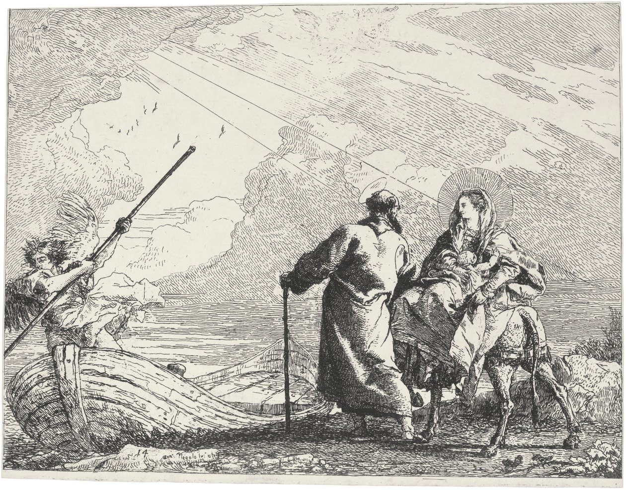 Pittoreska idéer på flykten i Egypten av Giovanni Domenico Tiepolo