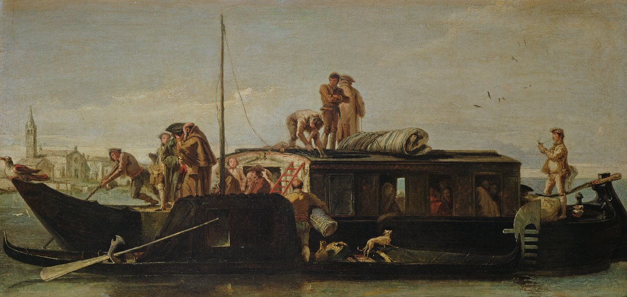 Venetiansk postpråm, 176070 av Giovanni Domenico Tiepolo