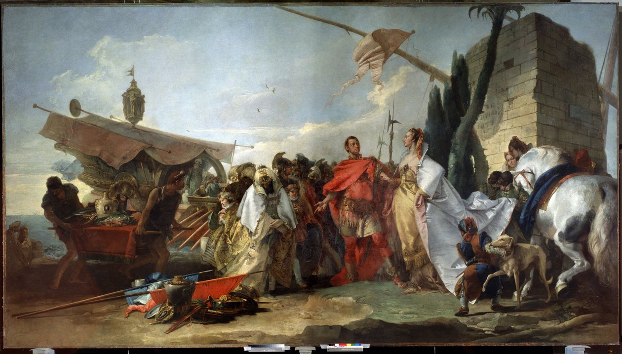 Jules Cesar möter Cleopatra (Caesar möter Cleopatra). Målning av Giandomenico Tiepolo (1727-1804). Olja på duk, 337 x 608 cm av Giandomenico  Tiepolo