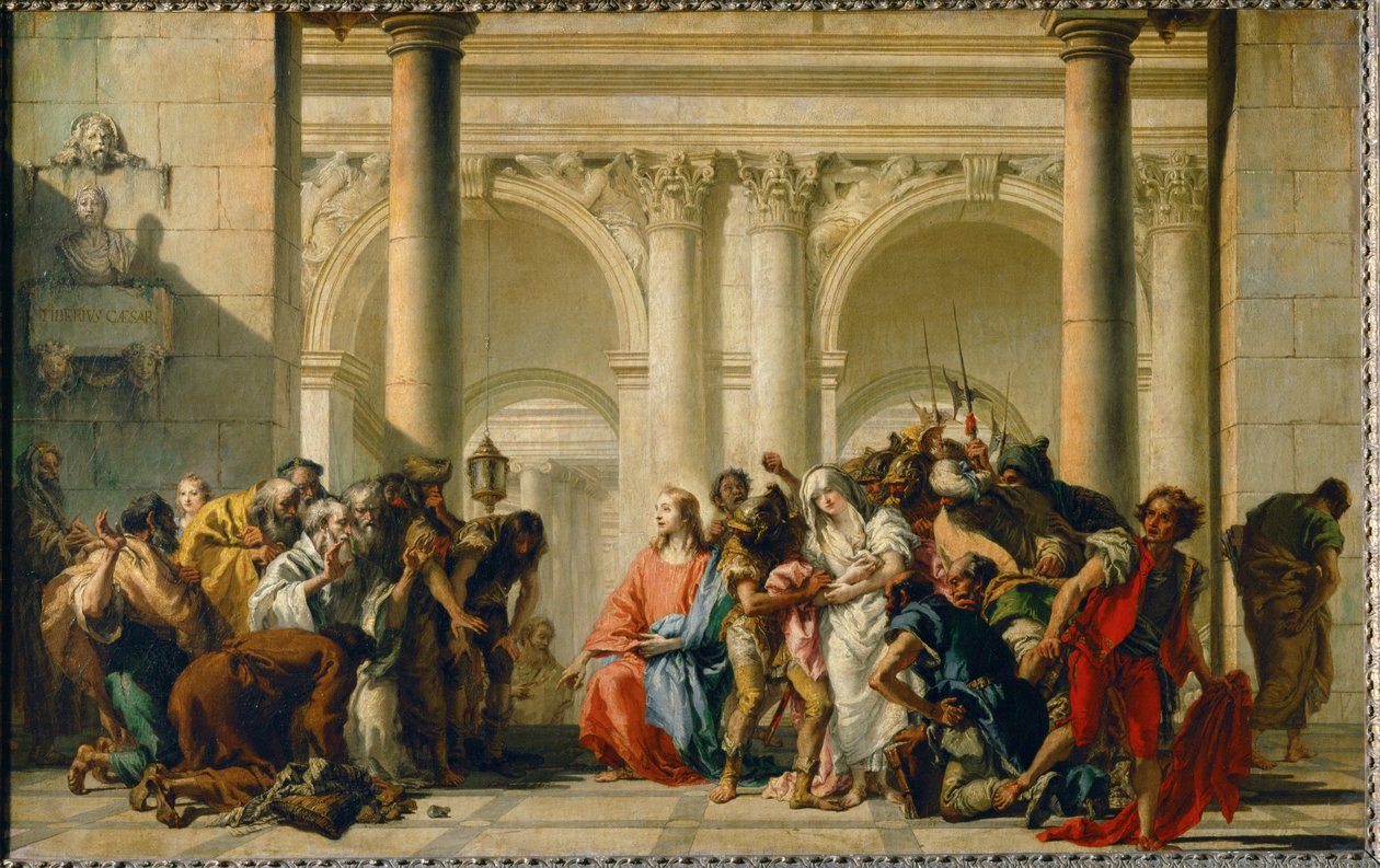 Le Christ et la femme adultere Kristus och äktenskapsbryterskan ... av Giandomenico (1727-1804) Tiepolo
