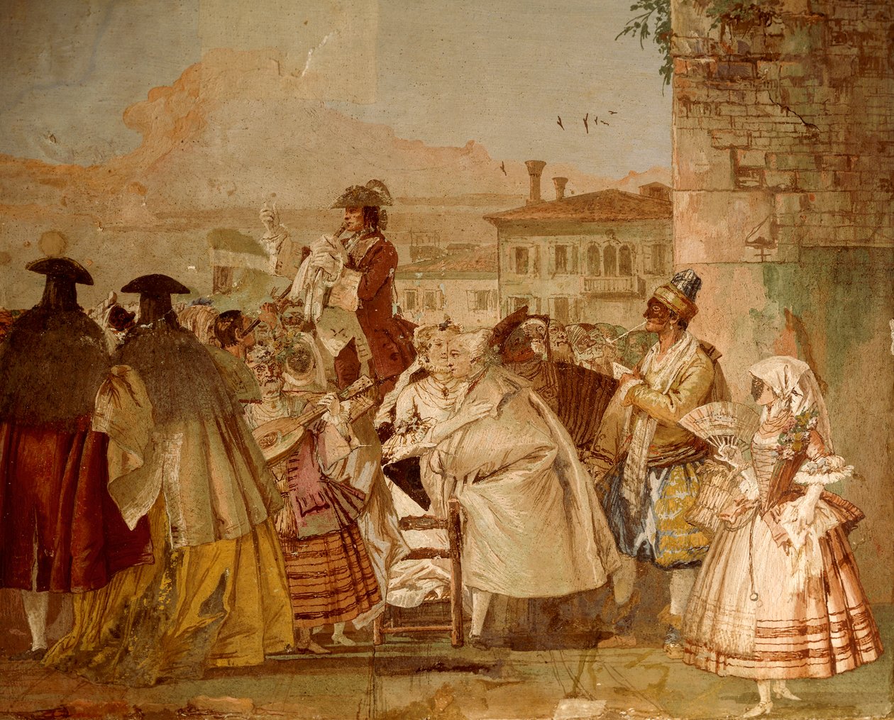 Charlatan, av Giandomenico Tiepolo (1727-1804), fresk, rum med karnevalsscener, i Foresteria (gästhus) på Villa Valmarana 