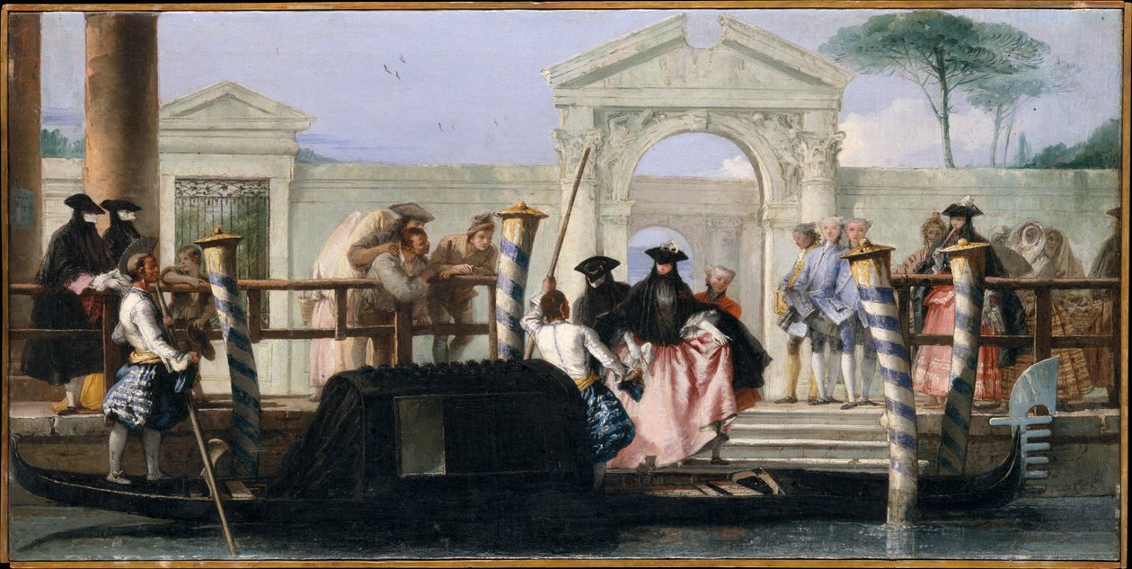 The Departure of the Gondola (olja på duk) av Giovanni Domenico Tiepolo